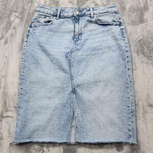 Maurices M. Jeans Skirt Womens 10 Blue High Rise Pencil Front Slit Stretch Denim